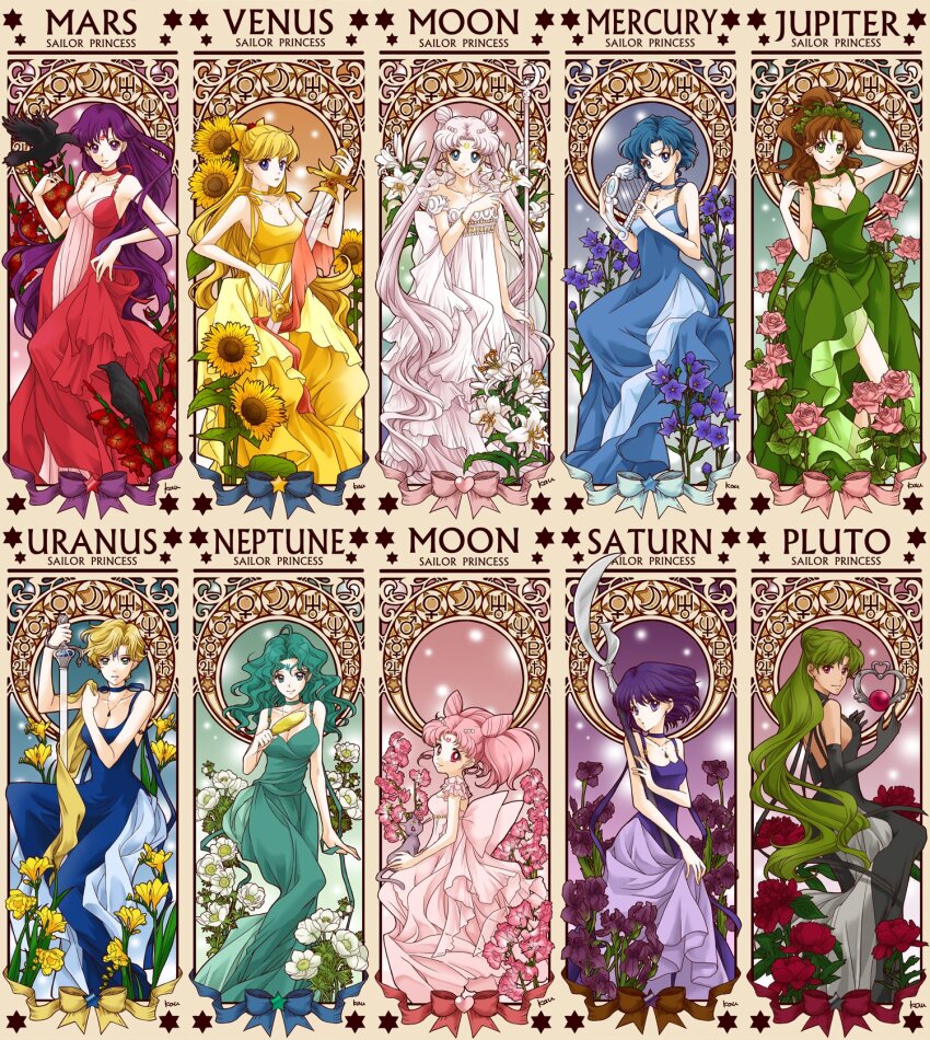 aino_minako, aqua_dress, aqua_eyes, aqua_hair, bishoujo_senshi_sailor_moon, black_dress, blonde_hair, blue_dress