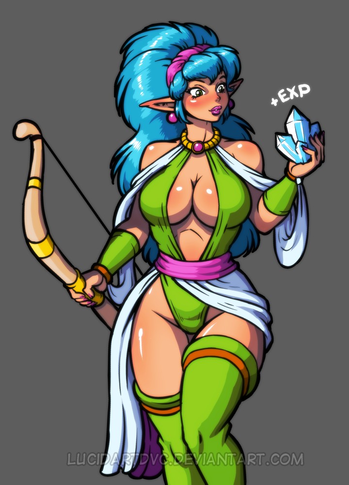 1girl, bow_(weapon), cisty, elf, lightbringer, lucidartdvc, pointy_ears, taito