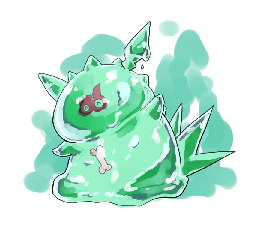 artist_request, bone, duel_monster, highres, no_humans, slime_(creature), tagme, vanquish_soul_pluton_hg