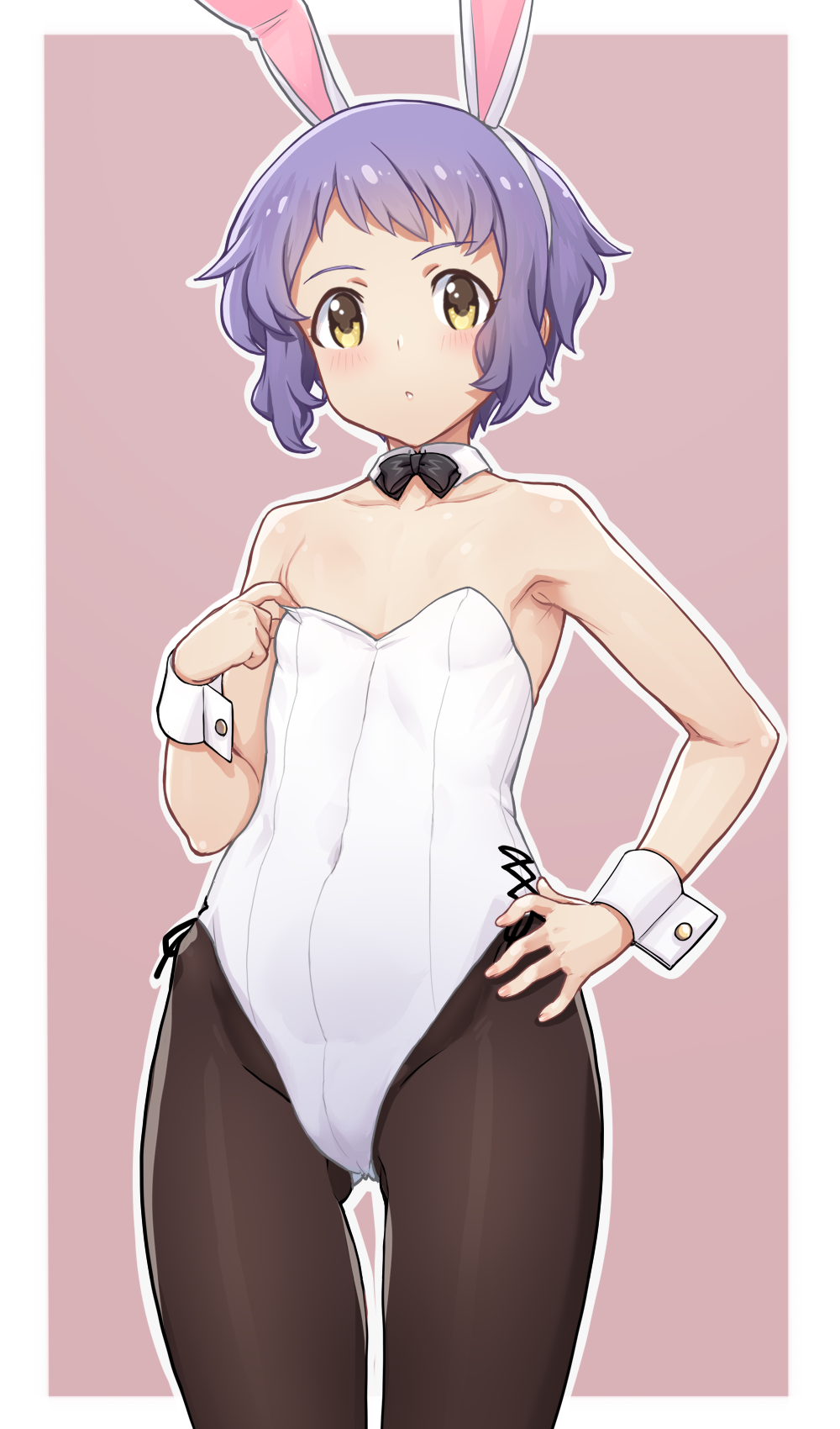 1girl, animal_ears, black_bow, black_bowtie, black_pantyhose, bow, bowtie, breasts