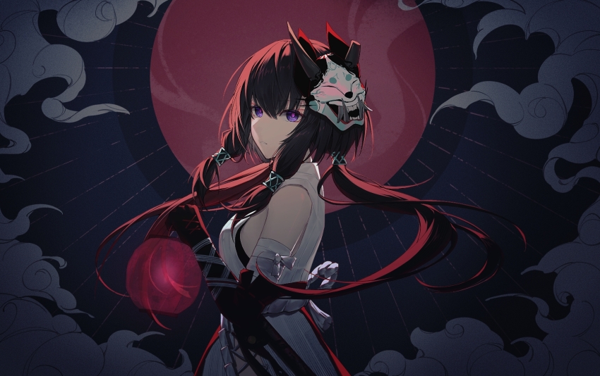 1girl, bandaged_arm, bandages, from_side, gloves, hair_tubes, highres, holding