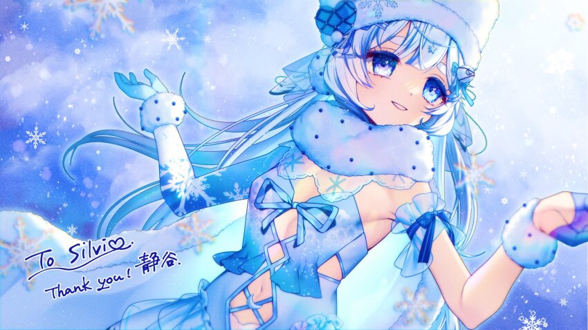 1girl, bird, blue_eyes, blue_gloves, breasts, gloves, highres, indie_virtual_youtuber
