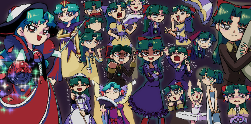 1girl, cosmic_baton_girl_comet-san, flower, highres, kuroirozuki, meteor_(comet-san), official_alternate_costume, ojou-sama_pose