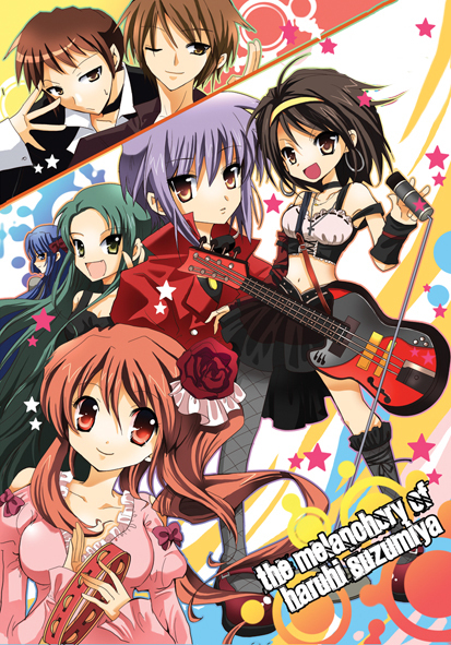 2boys, 5girls, asahina_mikuru, asakura_ryoko, bad_id, bad_pixiv_id, black_hair, brown_eyes