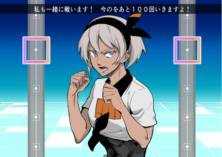 1girl, bea_(pokemon), black_bodysuit, black_hairband, bodysuit, bodysuit_under_clothes, bow_hairband, clenched_hands