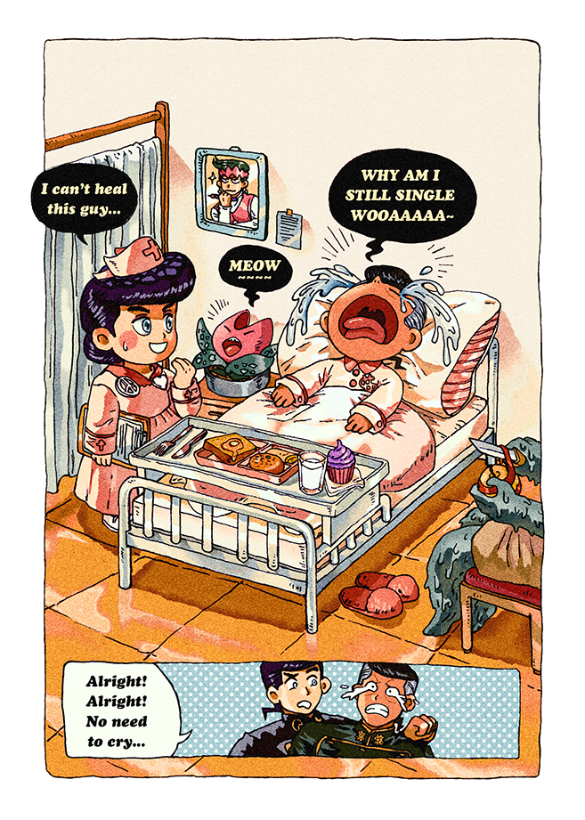 2boys, apple, black_hair, breakfast, crossdressing, crossdressing_(mtf), crying, diamond_wa_kudakenai