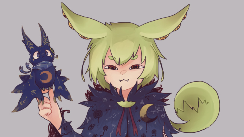 1girl, 1other, @_@, absurdres, animal, animal_on_hand, bat_(animal), bat_on_hand