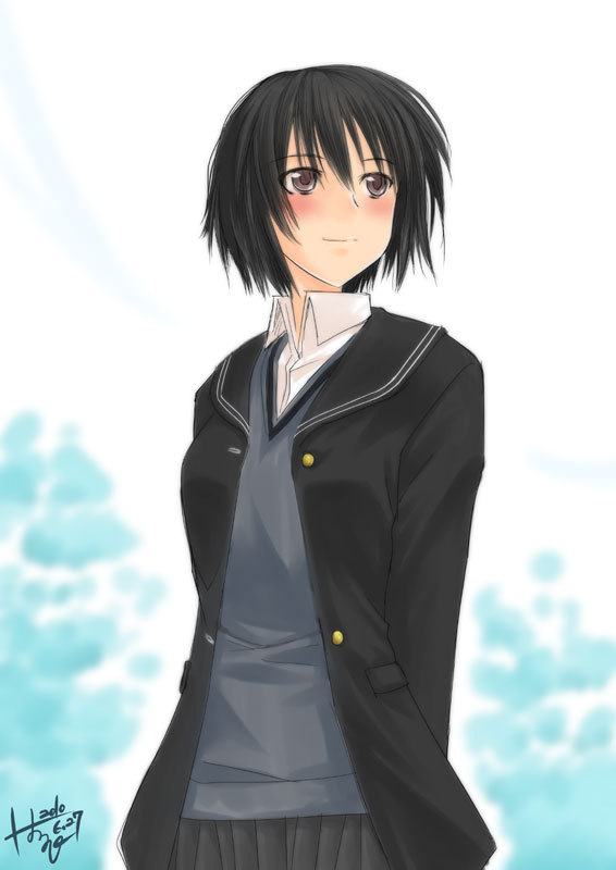 1girl, amagami, aqua_elf, black_hair, blush, female_focus, nanasaki_ai, school_uniform