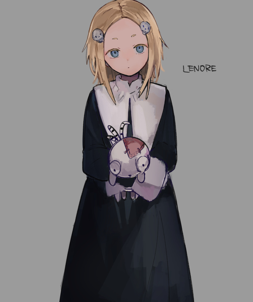 1boy, 1girl, absurdres, black_dress, blonde_hair, dress, hair_ornament, highres