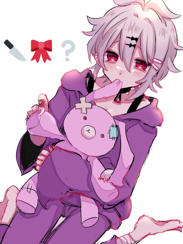 1boy, aida_yuuya, androgynous, bandaged_leg, bandages, bandaid, bandaid_on_hand, black_choker