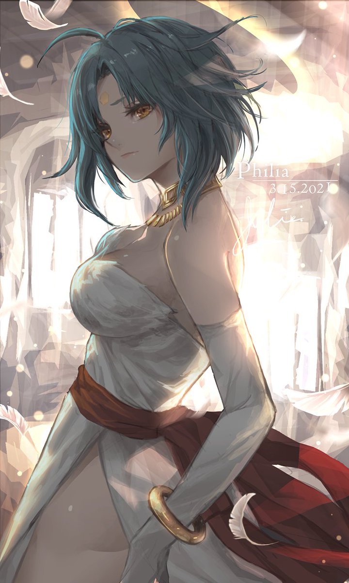 1girl, ass, bare_shoulders, blue_hair, breasts, character_name, closed_mouth, dated