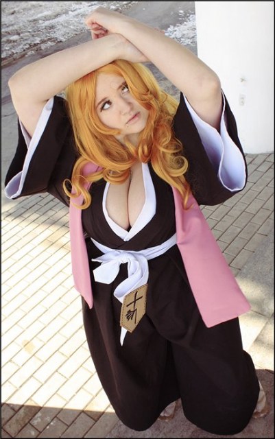 bleach, blonde_hair, blush, breasts, cosplay, donenaya, large_breasts, matsumoto_rangiku, photo_(medium)