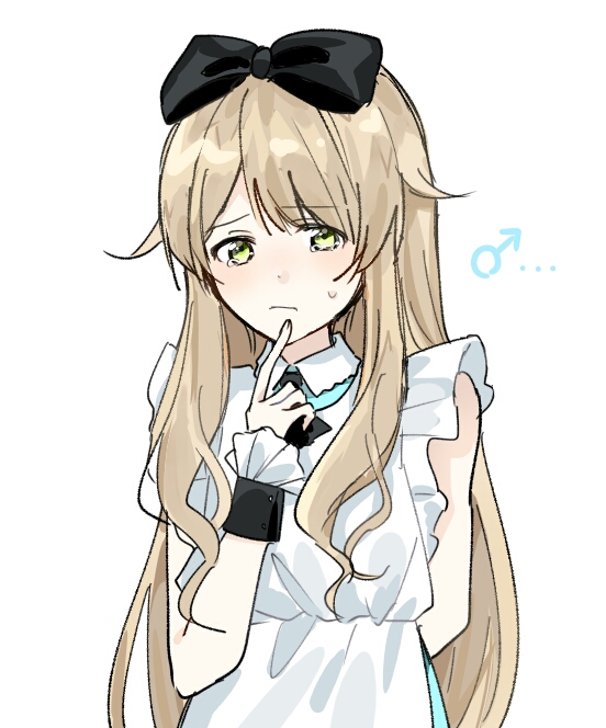 1boy, alternate_hair_length, alternate_hairstyle, black_necktie, black_ribbon, blonde_hair, blush, bow