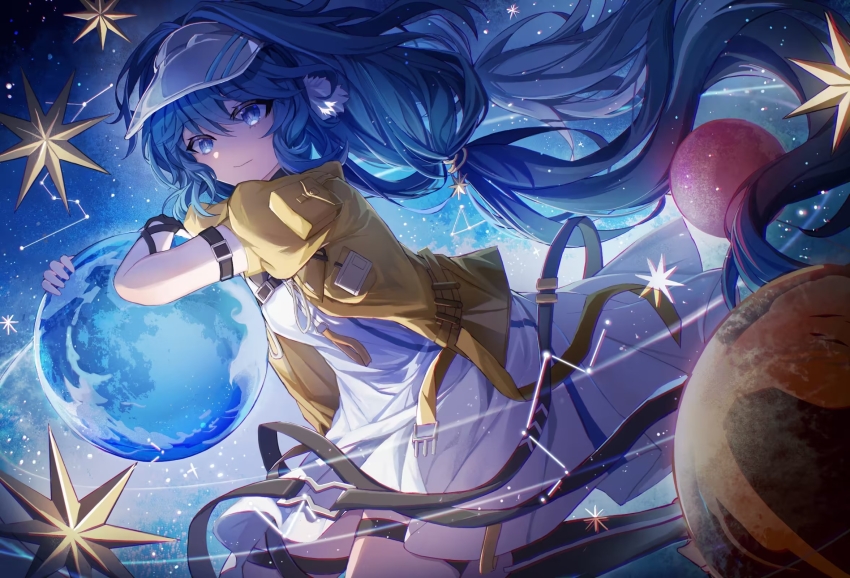 animal_ear_fluff, arknights, arm_garter, astesia_(arknights), astesia_(fantastic_crafts)_(arknights), belt, belt_buckle, black_belt