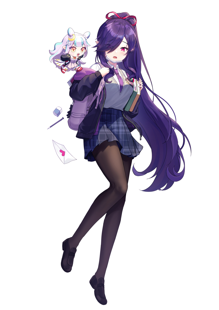 2girls, absurdly_long_hair, absurdres, backpack, bag, bag_charm, black_footwear, black_jacket