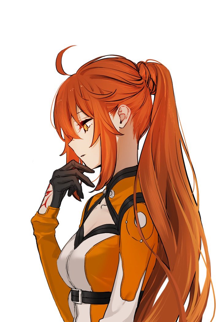 1girl, ahoge, alternate_hair_length, alternate_hairstyle, belt, belt_buckle, black_belt, black_gloves