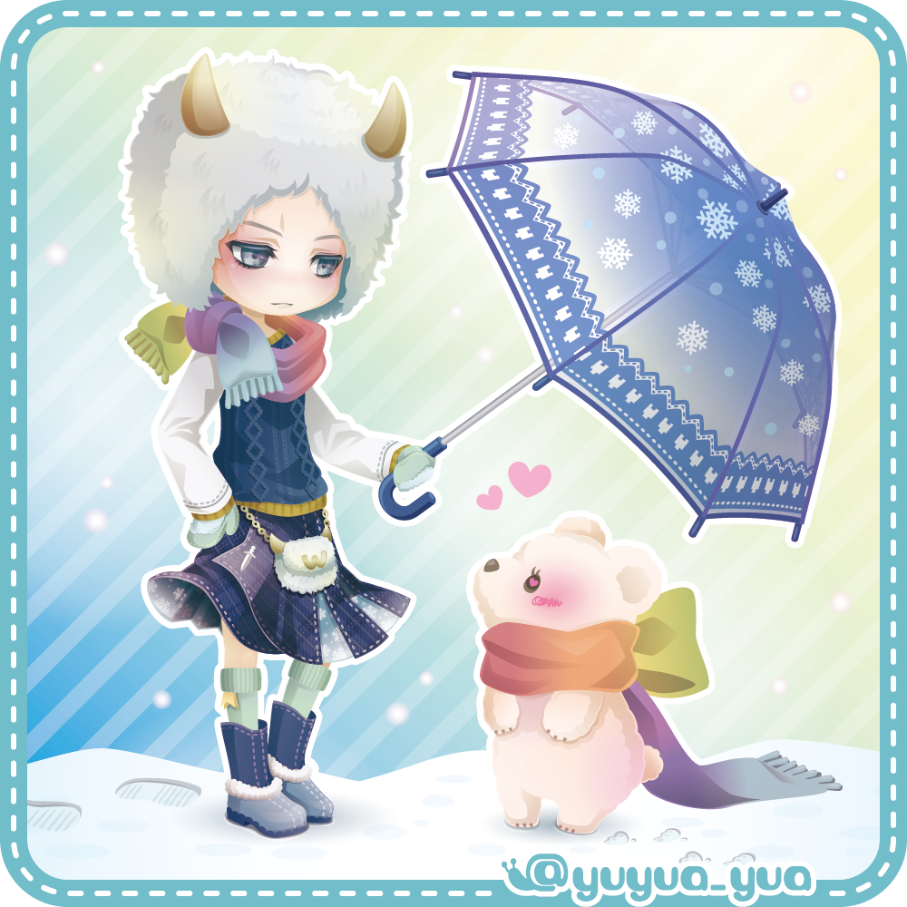 1boy, bear, blush, boots, bow, chibi, cub, fake_horns