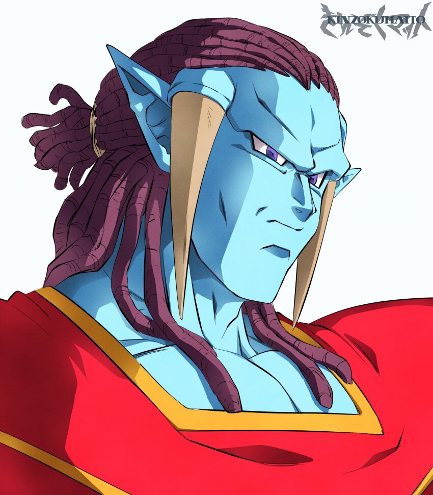 1boy, absurdres, artist_name, blue_skin, colored_skin, commentary, dragon_ball, dragon_ball_super