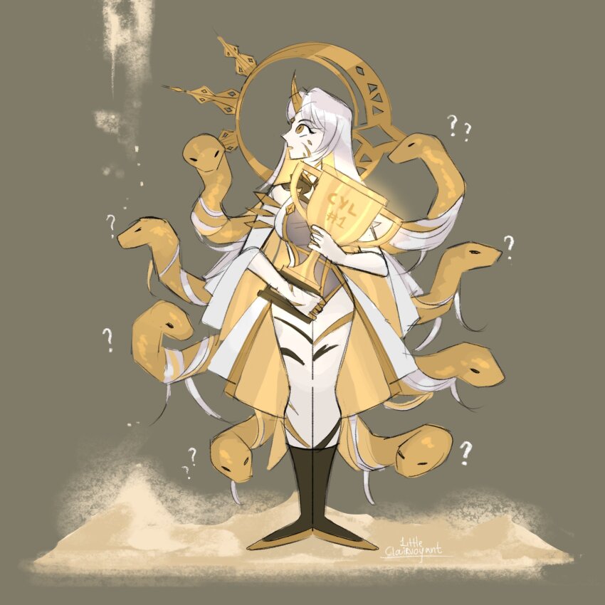 1girl, blonde_hair, breasts, confused, english_text, fire_emblem, fire_emblem_heroes, gullveig_(fire_emblem)