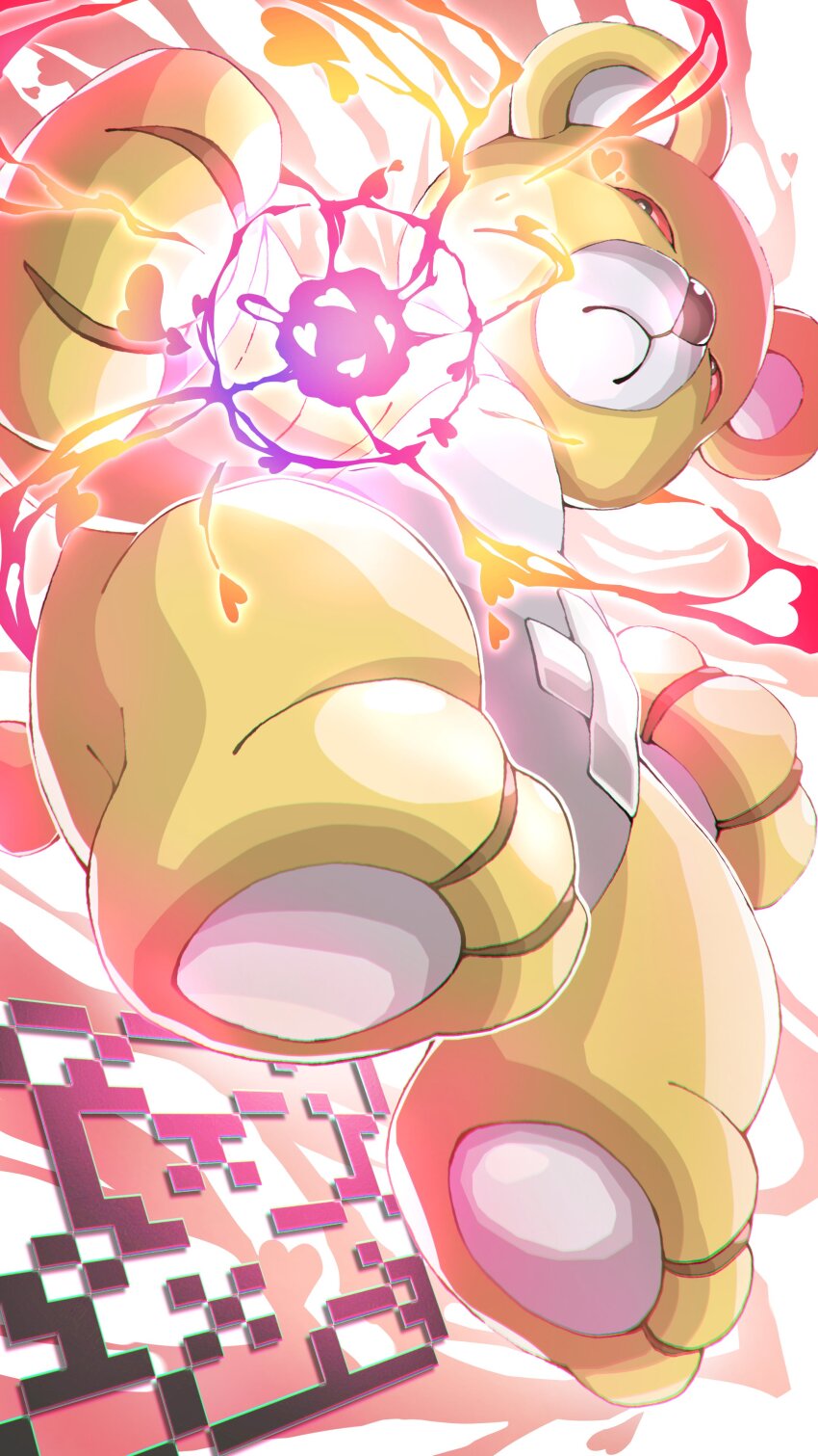absurdres, bandaid_on_stomach, colored_sclera, digimon, digimon_(creature), energy_ball, heart, highres