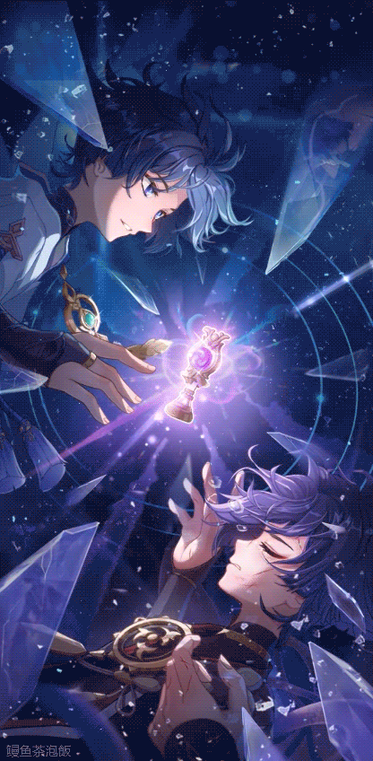 animated, animated_gif, black_shirt, blunt_ends, bridal_gauntlets, genshin_impact, hair_between_eyes, japanese_clothes