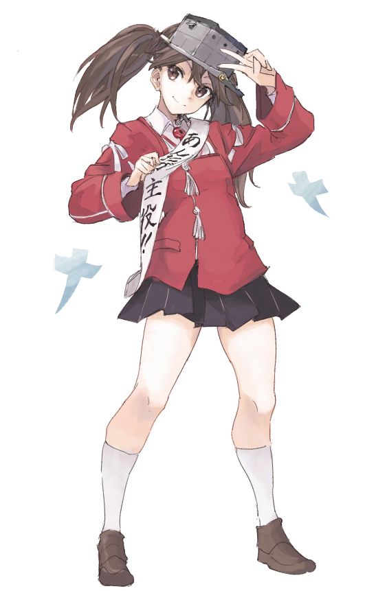 1girl, black_skirt, brown_eyes, brown_hair, collared_shirt, dress_shirt, full_body, japanese_clothes