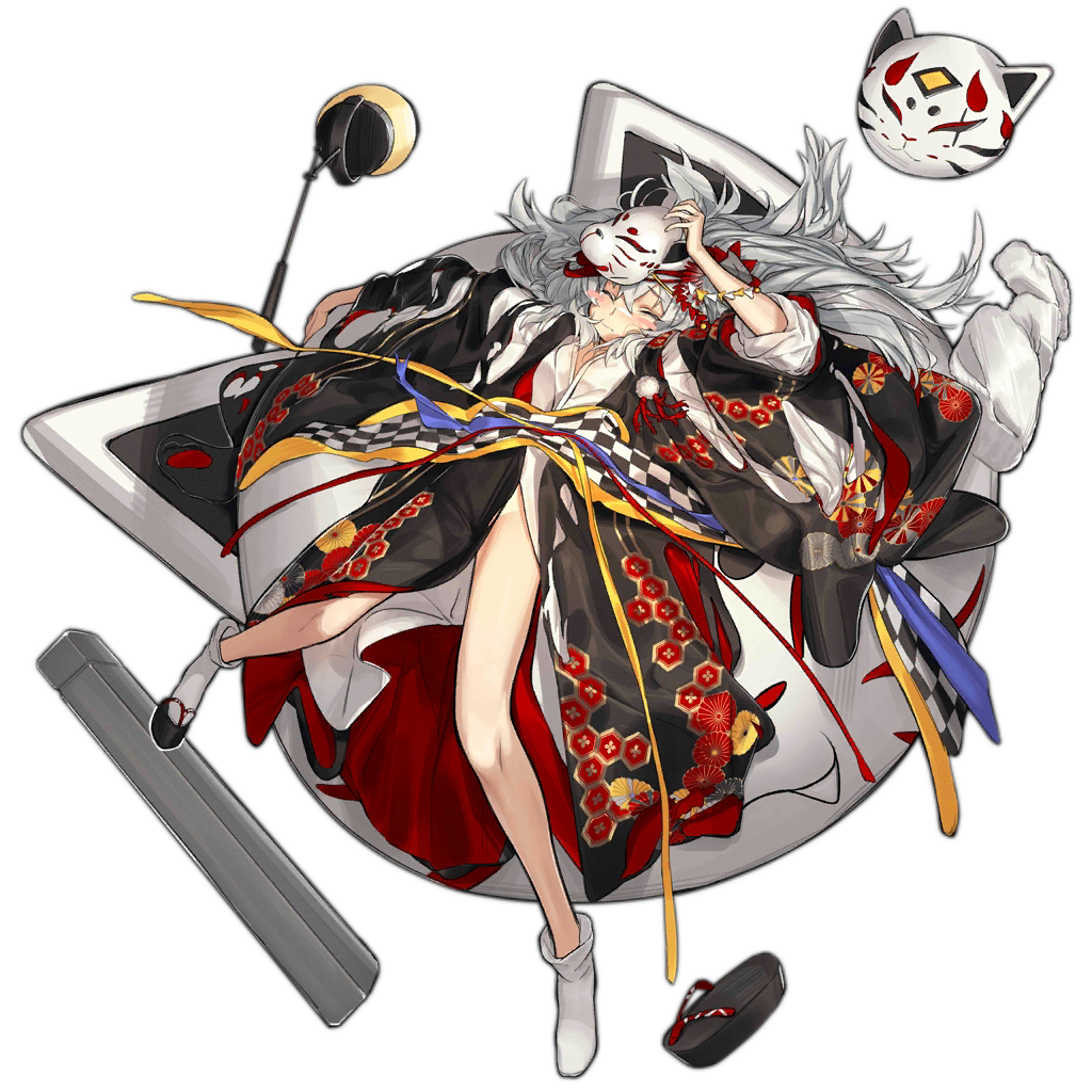 1girl, black_kimono, blush_stickers, checkered_sash, closed_eyes, closed_mouth, floral_print, flower