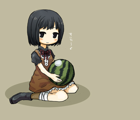 1girl, amakura_mayu, bad_id, bad_pixiv_id, bandages, black_eyes, black_hair, chibi