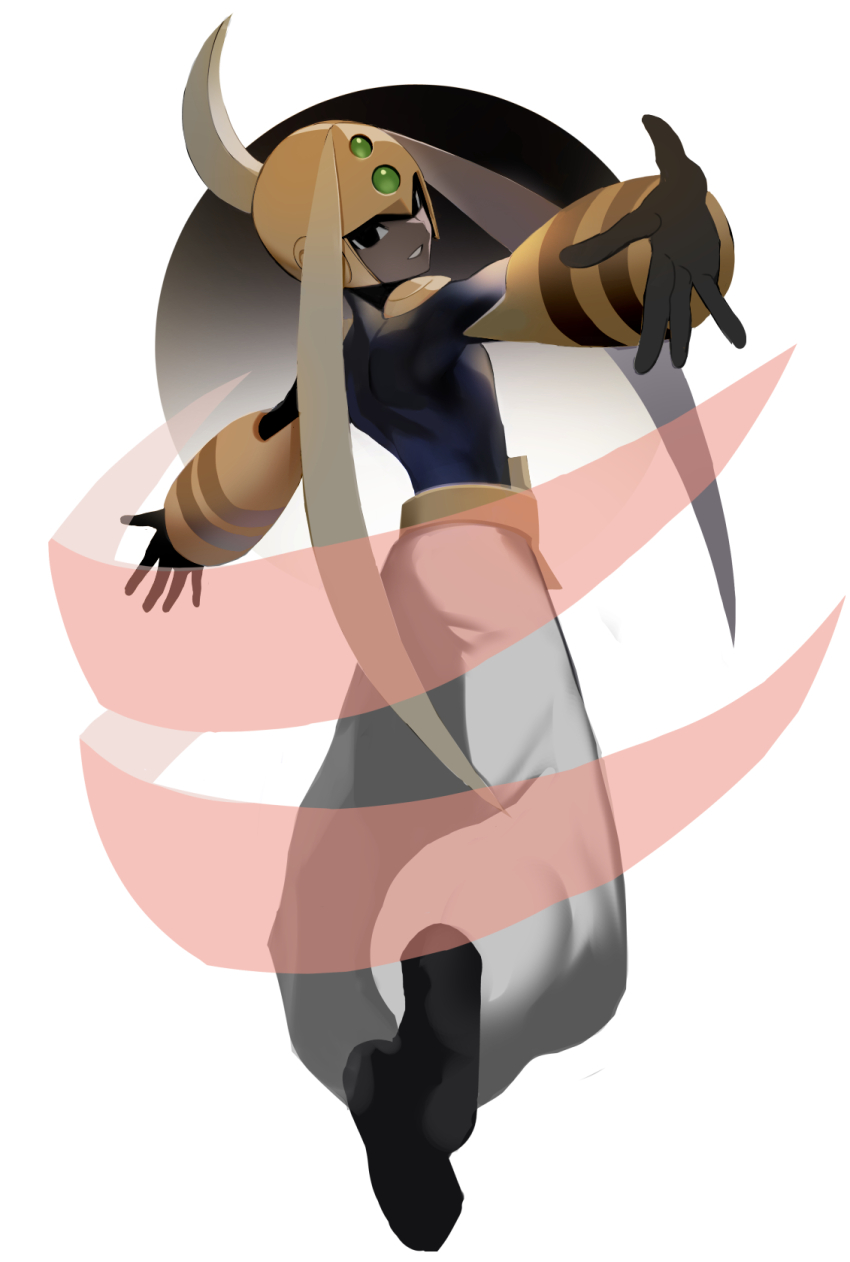 1other, black_footwear, blonde_hair, commentary_request, dark_skin, full_body, helmet, highres