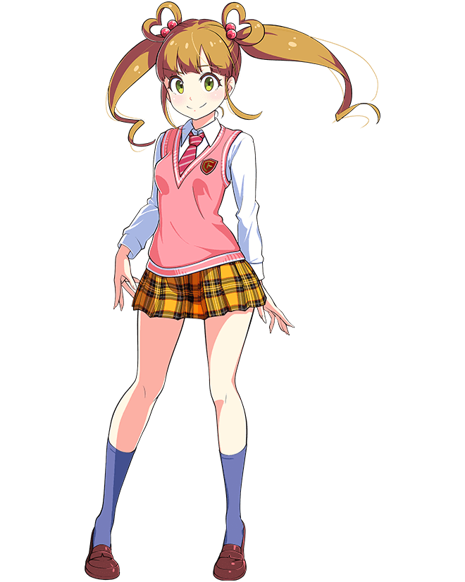 1girl, blue_socks, brown_hair, brown_shoes, cardigan, cardigan_vest, full_body, green_eyes