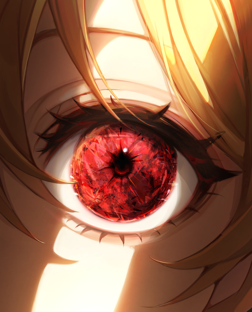 1other, 58_(opal_00_58), absurdres, blonde_hair, close-up, commentary, crystal_eye, english_commentary