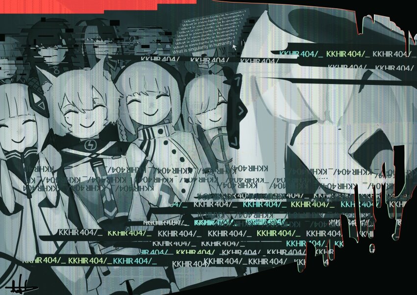 404, 6+girls, ^_^, animal_ear_fluff, animal_ears, blunt_bangs, braid, buttons