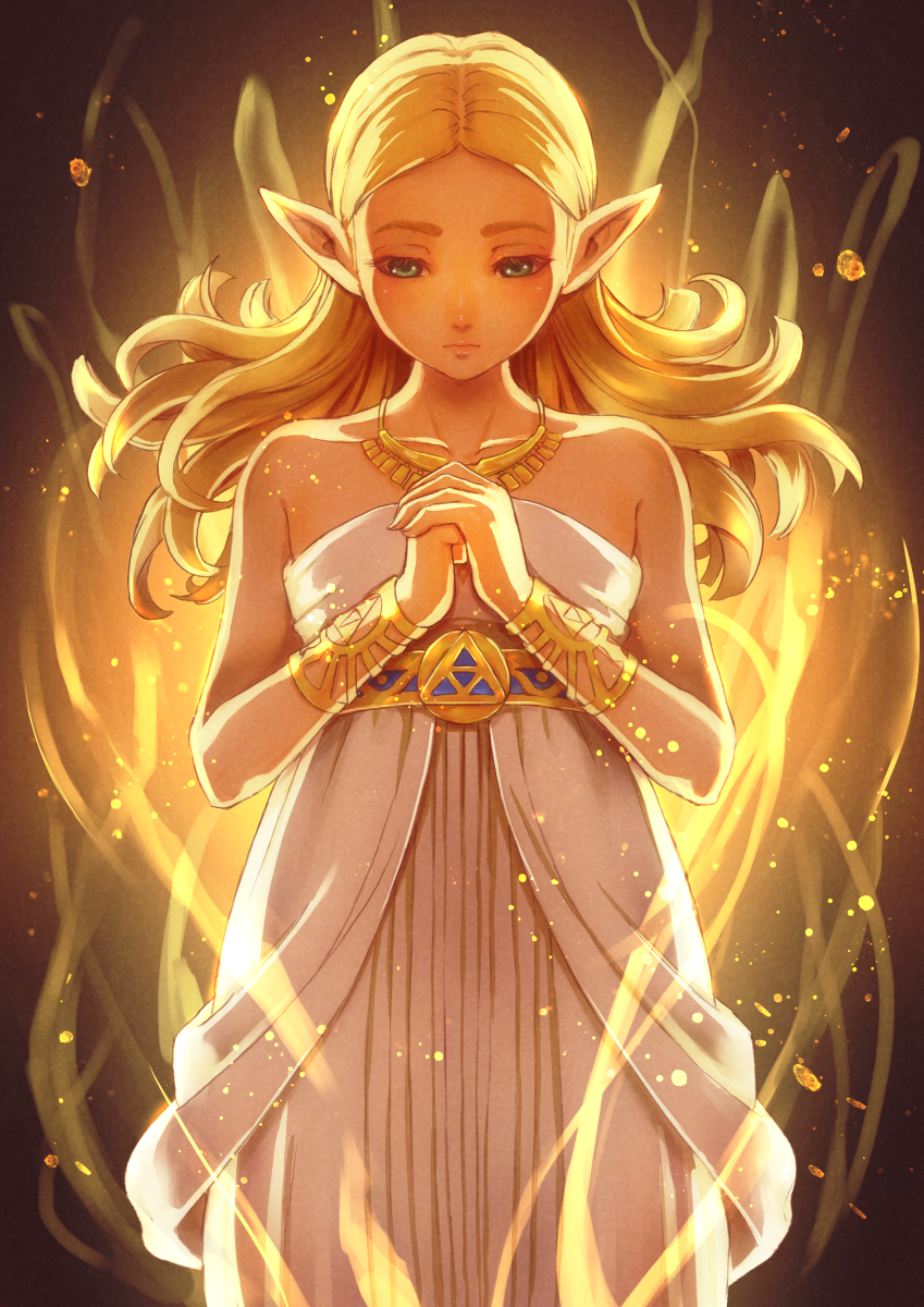 1girl, anklet, blonde_hair, blue_eyes, commentary, dress, highres, jewelry