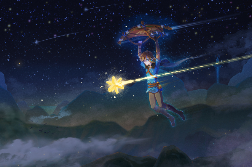 absurdres, blue_eyes, blue_tunic, boots, brown_pants, dmwggg, highres, leather