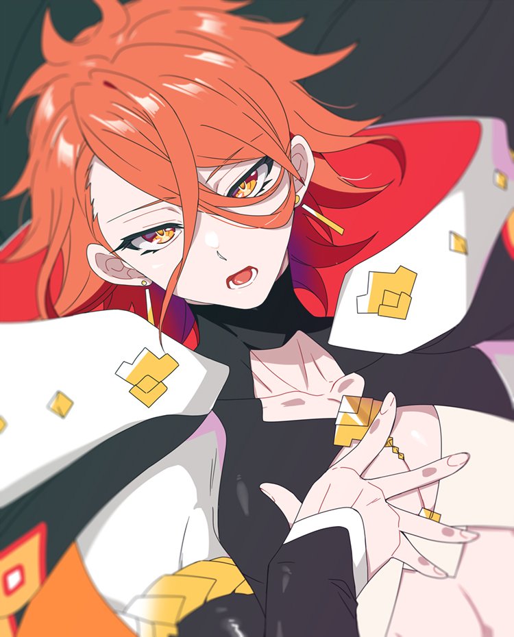 1boy, cape, clothing_cutout, earrings, eyelashes, fire_emblem, fire_emblem_engage, hair_between_eyes