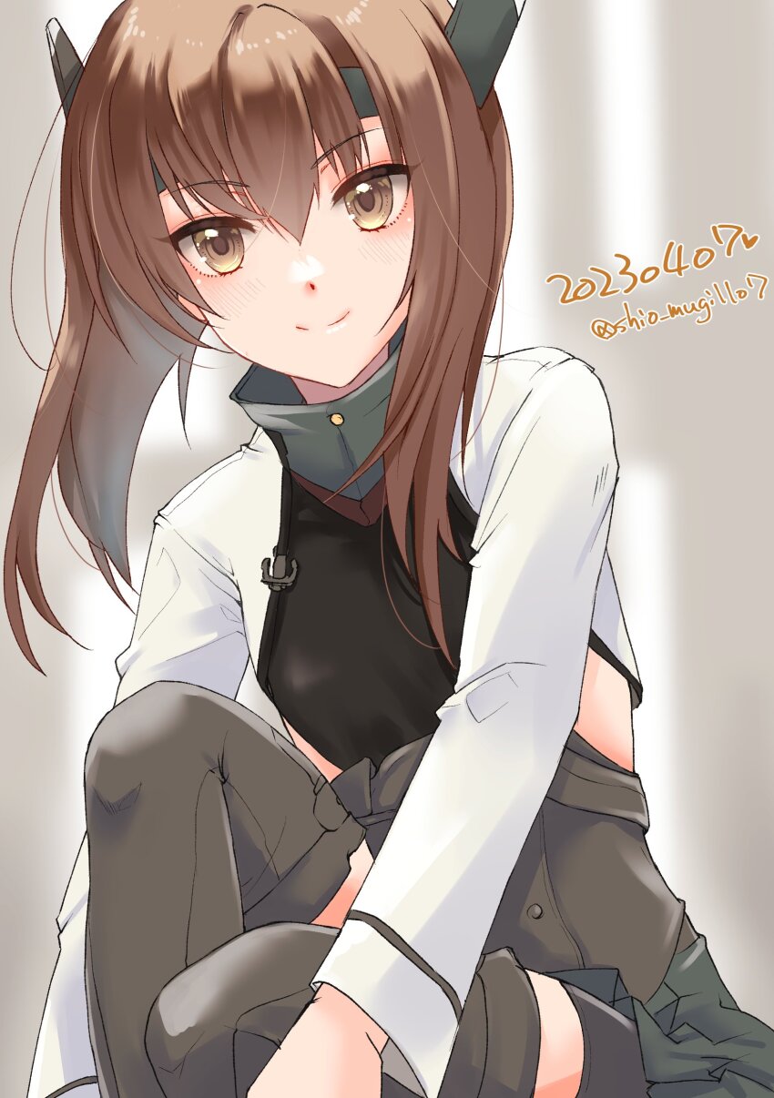 1girl, absurdres, bike_shorts, blush, brown_eyes, brown_hair, flat_chest, hair_between_eyes