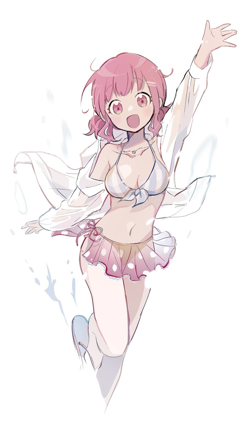 1girl, commentary, hair_ornament, hairpin, highres, jacket, jewelry, long_sleeves