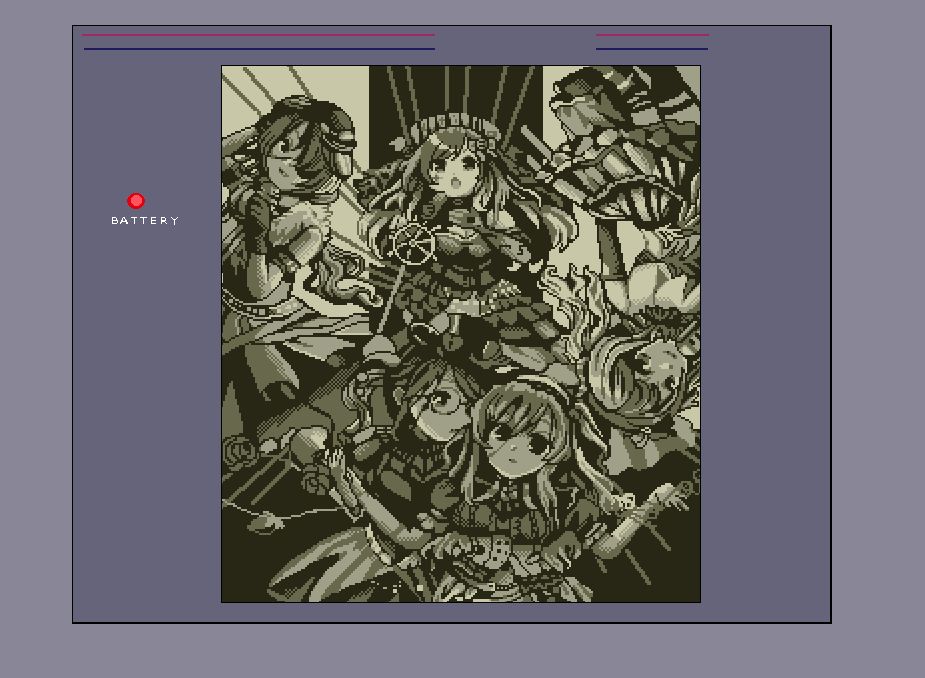 5girls, arm_guards, breasts, cleavage, closed_mouth, dress, elbow_gloves, flower, frilled_dress, frills, game_boy, glasses, gloves, handheld_game_console, hat, headdress, holding, holding_microphone, idolmaster, idolmaster_shiny_colors, l'antica_(idolmaster), looking_at_another, looking_at_viewer, medium_breasts, microphone, mitsumine_yuika, monochrome, multiple_girls, open_mouth, pixel_art, pochi_dot, ribbon, rose, shirase_sakuya, tanaka_mamimi, thighhighs, top_hat, torn, tsukioka_kogane, yukoku_kiriko