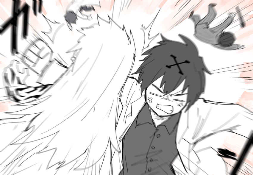 4boys, abel_(project_moon), abram_(project_moon), adam_(project_moon), anger_vein, ayin_(project_moon), black_hair, black_shirt