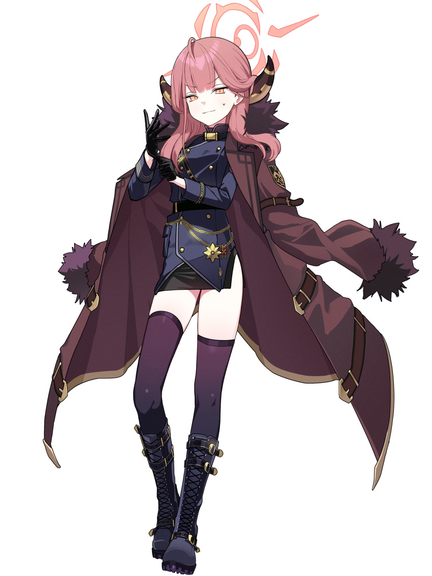 1girl, absurdres, adjusting_clothes, adjusting_gloves, alternate_costume, aru_(blue_archive), belt, black_boots