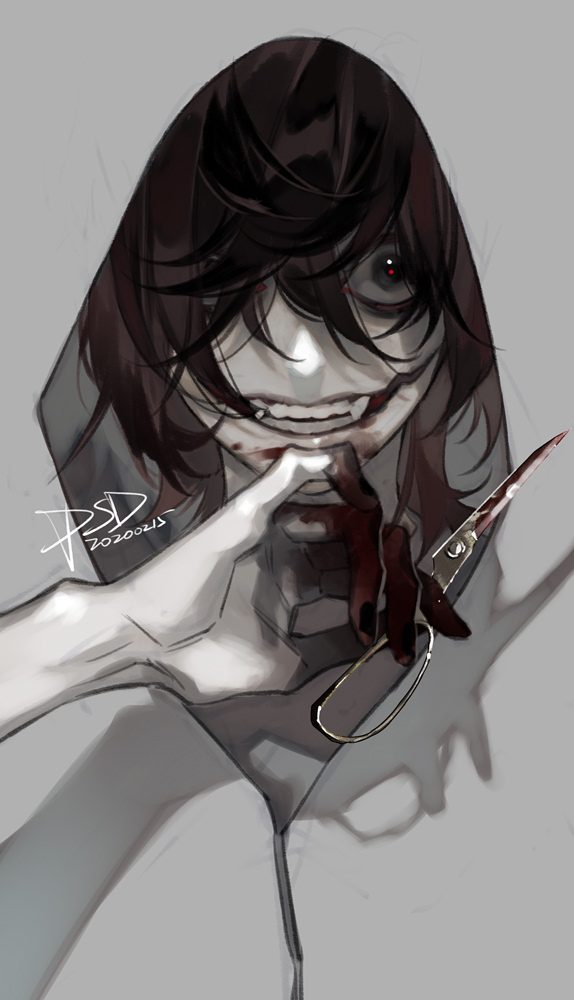 1boy, artist_name, black_eyes, black_hair, blood, blood_from_mouth, blood_on_face, blood_on_hands