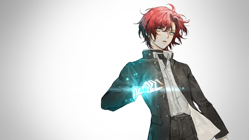 1boy, absurdres, alternate_costume, black_choker, black_hair, black_jacket, black_pants, choker