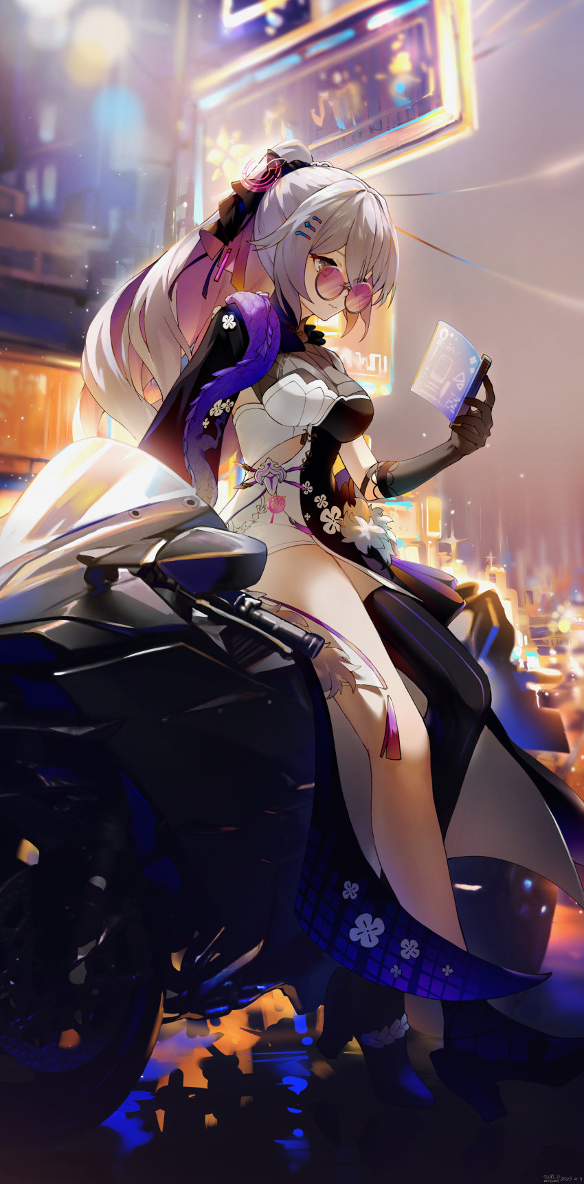 1girl, absurdres, black_dress, black_footwear, black_gloves, black_thighhighs, bronya_zaychik, bronya_zaychik_(heart_of_the_night)