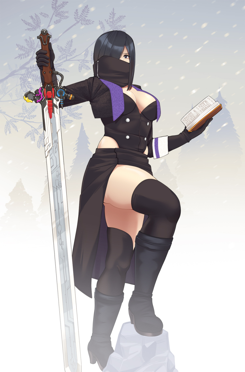 1girl, black_hair, cloak_covering_mouth, formasikurakura, highres, kanisuka_rita, ohsama_sentai_king-ohger, purple_eyes