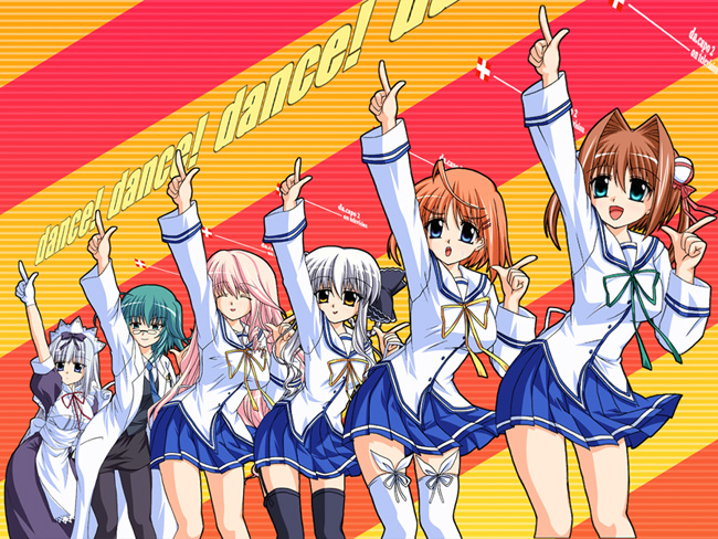 6+girls, asakura_yume, da_capo, da_capo_ii, dancing, hanasaki_akane, kirisawa_tokito, lab_coat