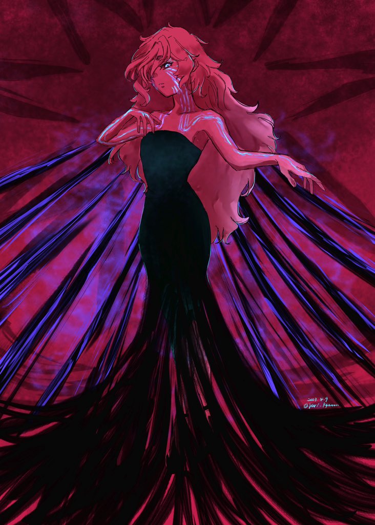 1girl, black_dress, body_markings, collarbone, dated, dress, gundam, gundam_suisei_no_majo