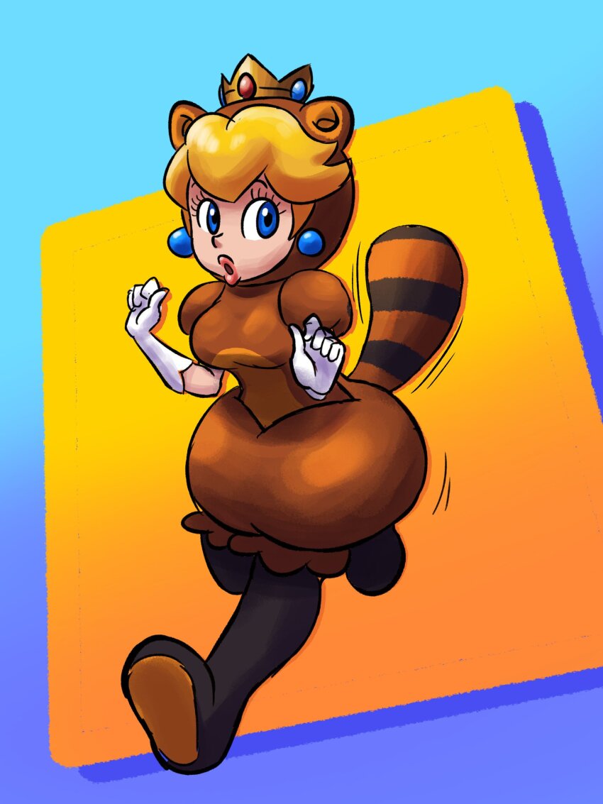 1girl, :o, animal_costume, animal_ears, blonde_hair, blue_eyes, breasts, crown