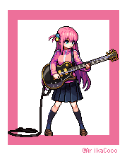 1girl, arikacoco, blue_eyes, bocchi_the_rock!, cube_hair_ornament, electric_guitar, full_body, gibson_les_paul