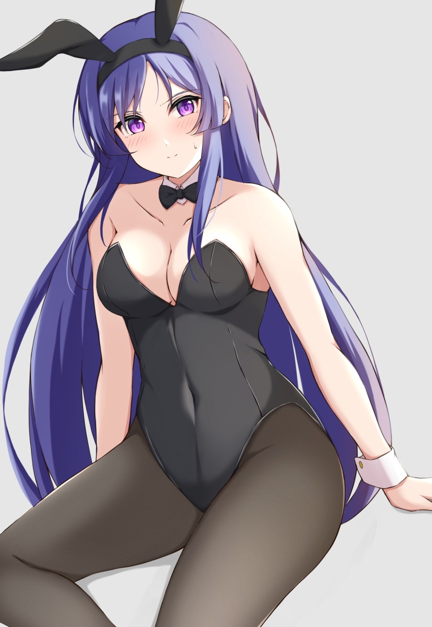 1girl, 7-mzk, animal_ears, arms_at_sides, assault_lily, bare_arms, bare_shoulders, black_bow