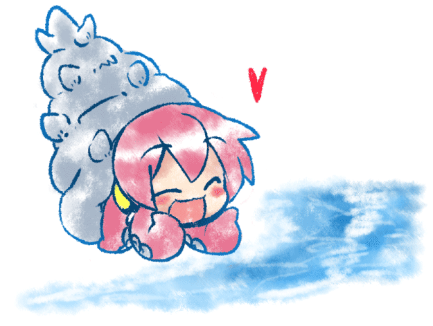 eromame, closed_eyes, happy, heart, megurine_luka, no_humans, open_mouth, pink_hair